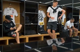 Vital no vestiário da Arena Corinthians antes do jogo contra a Chapecoense, pela Copa do Brasil