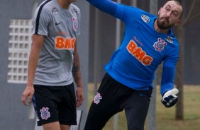 Araos e Walter no último treino antes do duelo contra a Chapecoense