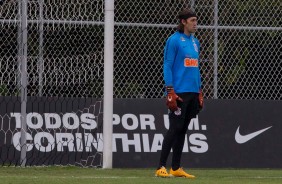 Cássio no treino do Corinthians antes do jogo contra a Chapecoense