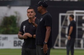 Fabinho e Flávio Furlan no treino de hoje no CT Joaquim Grava