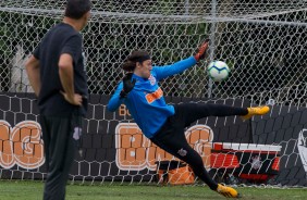 Goleiro Cssio durante ltimo treino antes do Corinthians enfrentar a Chapecoense