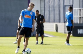Carlos Augusto durante treino deste sábado no CT Joaquim Grava