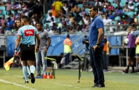 Fbio Carille comandou o Corinthians na derrota para o Bahia, pelo Brasileiro