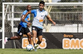 Love e Oya durante treino deste sábado no CT Joaquim Grava