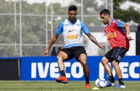 Richard e Gabriel durante treino deste sbado no CT Joaquim Grava