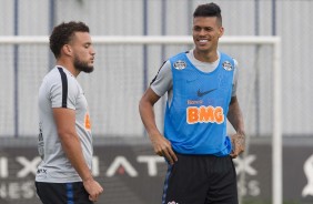 Andr e Richard no treino de reapresentao do Corinthians aps derrota para o Bahia