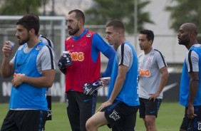 Jogadores no treino de reapresentao do Corinthians aps derrota para o Bahia, pelo Brasileiro