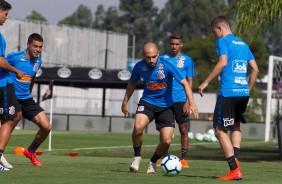 Régis e companheiros no treino desta terça-feira no CT Joaquim Grava