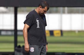 Carille durante o último treino do Corinthians antes de enfrentar a Chapecoense