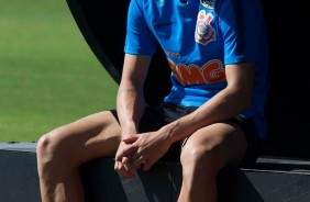 Mateus Vital durante o último treino do Corinthians antes de enfrentar a Chapecoense