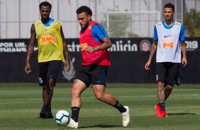 Renê Júnior, André Luís e Thiaguinho durante o último treino do Corinthians