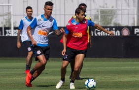 Richard e Romero durante o ltimo treino do Corinthians antes de enfrentar a Chapecoense