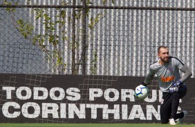 Walter durante o último treino do Corinthians antes de enfrentar a Chapecoense