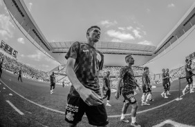 Bela imagem de Pedrinho antes do jogo contra a Chapecoense, na Arena Corinthians