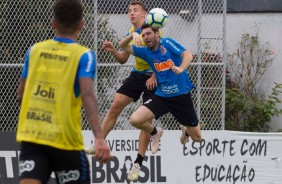 Carlos e Boselli no treinamento desta tera-feira no CT Joaquim Grava; Timo enfrenta o Grmio