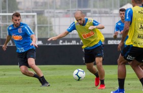 Henrique e Rgis no treinamento desta tera-feira no CT Joaquim Grava; Timo enfrenta o Grmio