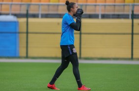 Lelê, a arqueira do Timão, no treinamento do Corinthians Futebol Feminino desta terça-feira