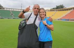 Milene Domingues fez sucesso com funcionários do Corinthians no treino das minas do feminino