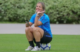 Milene Domingues no treinamento do Corinthians Futebol Feminino desta terça-feira