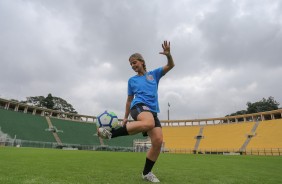 Milene Domingues também fez malabarismos com a bola no treino do Corinthians Futebol Feminino