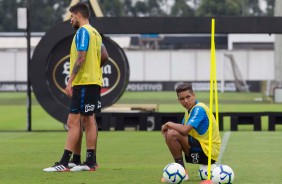 Pedrinho no treinamento desta terça-feira no CT Joaquim Grava; Timão enfrenta o Grêmio