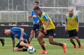 Ramiro, Pedrinho e Régis no treinamento desta terça-feira no CT Joaquim Grava