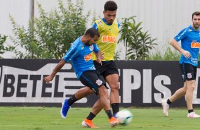 Urso e Sornoza no treinamento desta terça-feira no CT Joaquim Grava; Timão enfrenta o Grêmio