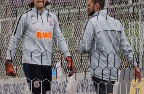 Goleiro Cssio no treinamento de hoje no CT Joaquim Grava