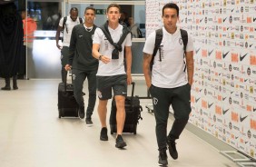 Jadson, Vital, Pedrinho e Manoel chegando  Arena Corinthians para duelo contra o Flamengo