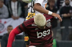 Pedrinho durante jogo contra o Flamengo, na Arena Corinthians