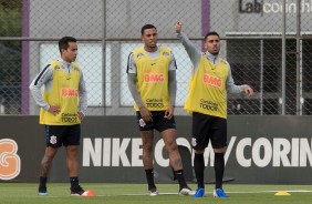 Jadson, Gustavo e Gabriel no treino de hoje no CT Joaquim Grava