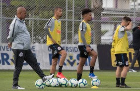 Mauro, Joo Victor, Ramiro e Urso no treinamento de hoje no CT