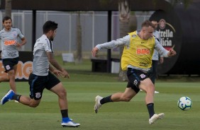 Sergio Daz e Carlos Augusto no treinamento de hoje no CT Joaquim Grava