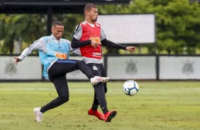 Janderson e João Victor no treino deste sábado no CT Joaquim Grava