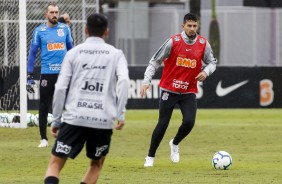Pedro Henrique no último treino do Corinthians antes do duelo contra o Athletico-PR