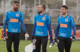 Goleiros do Corinthians no treino de hoje no CT