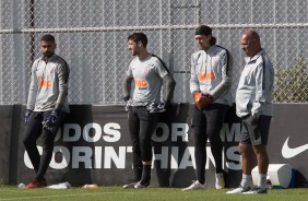 Goleiros do Corinthians no treino de hoje no CT