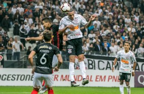 Gustavo durante jogo contra o Deportivo Lara, pela Sul-Americana, na Arena Corinthians