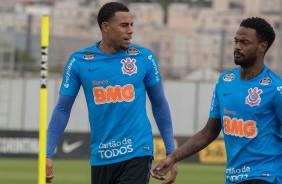 Gustavo e Ren Jnior no treino de hoje no CT Joaquim Grava