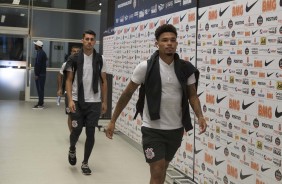 Avelar e Urso chegando  Arena Corinthians para jogo contra o So Paulo, pelo Brasileiro 2019