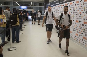 Carlos e Michel chegando à Arena Corinthians para jogo contra o São Paulo, pelo Brasileirão 2019