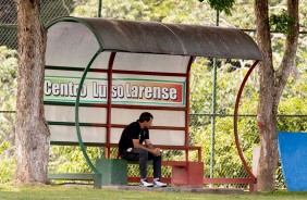 Fbio Carille no ltimo treino do Timo antes do jogo contra o Deportivo Lara, pela Sul-Americana