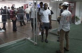 Jogadores chegam ao estdio antes do jogo contra o Lara, na Venezuela, pela Sul-Americana