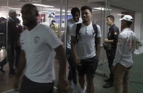 Jogadores chegam ao estdio do Deportivo Lara para duelo pela Sul-Americana