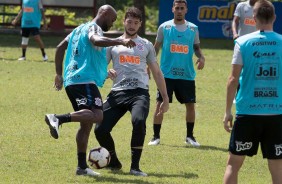 Love, Caíque e Gabriel treinam pela última vez antes do jogo contra o Deportivo Lara