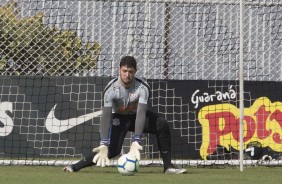 Caíque França no primeiro treino antes do jogo contra o Flamengo, pela Copa do Brasil