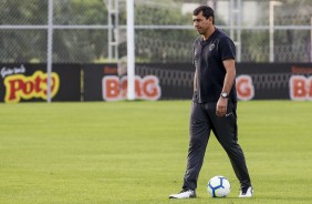 Fábio Carille durante último treino antes do jogo contra o Flamengo, pela Copa do Brasil