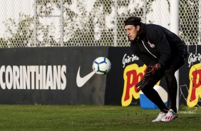 Goleiro Cássio durante última atividade antes do jogo contra o Flamengo, pela Copa do Brasil