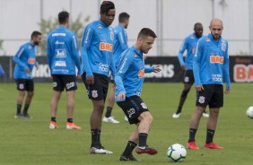 Jesus, Ramiro e Rgis no treino deste domingo no CT Joaquim Grava