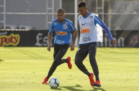 Joo Victor e Richard no treino de hoje no CT Joaquim Grava